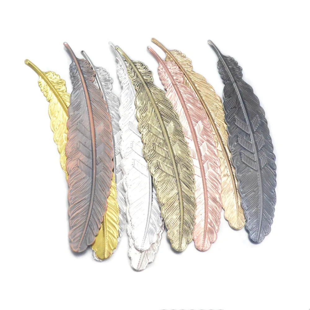 

Retro Metal Feather Bookmark Ethnic Style DIY Handmade Feather Pendants Bookmark Creative Beautiful Bookmark Books Decorate