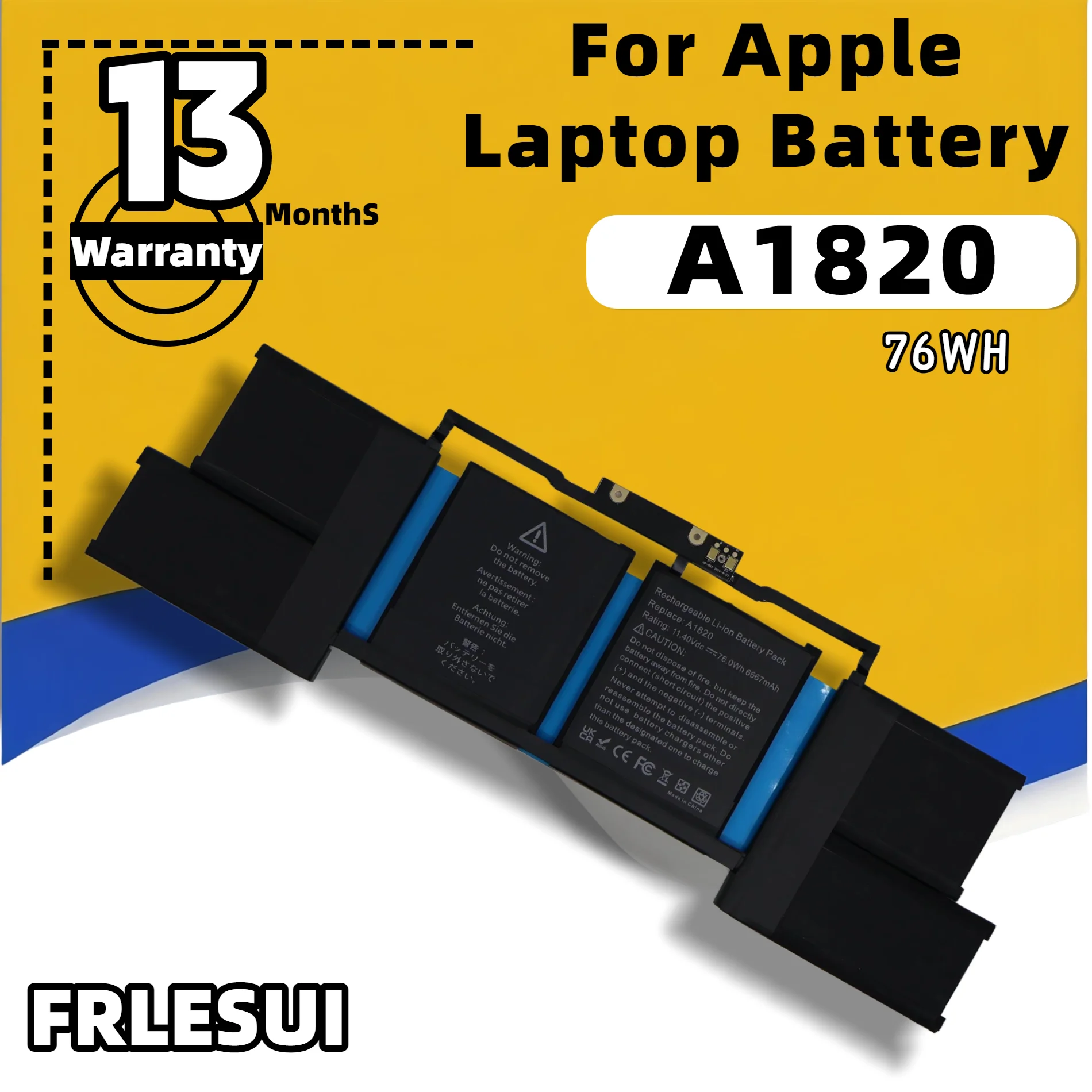 FRLESUI A1820 Replacement Notebook Laptop Battery 76Wh For MacBook Pro 15 Inch Touch Bar 2016 2017 A1707 EMC3072 EMC3162 Li‑ion