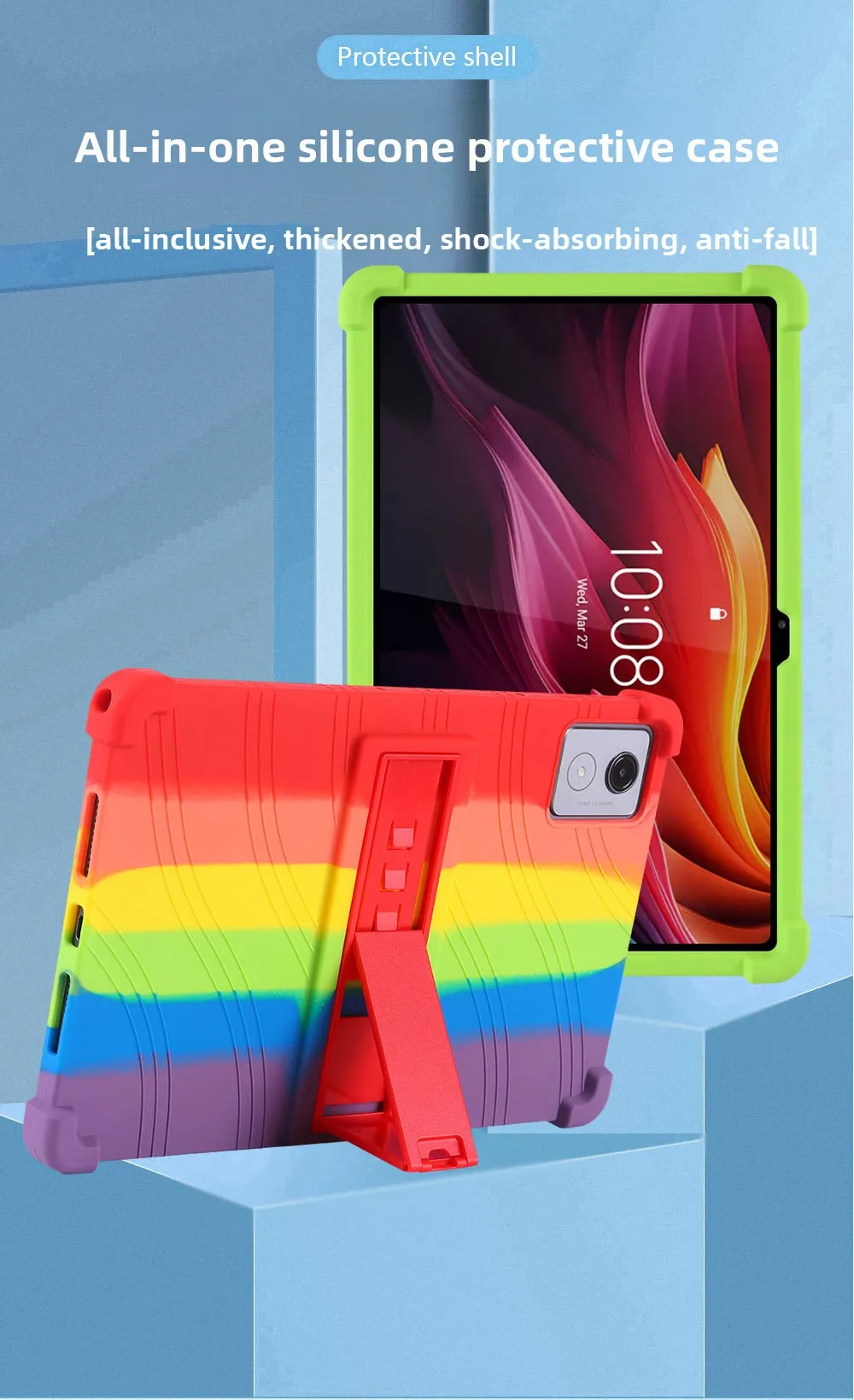 Silikonhülle für Lenovo Tab K11 Plus 11,45 Zoll Tablet, stoßfeste Schutzhülle mit Ständer, TPU-Ganzkörper-Fallschutz – Detail 2
