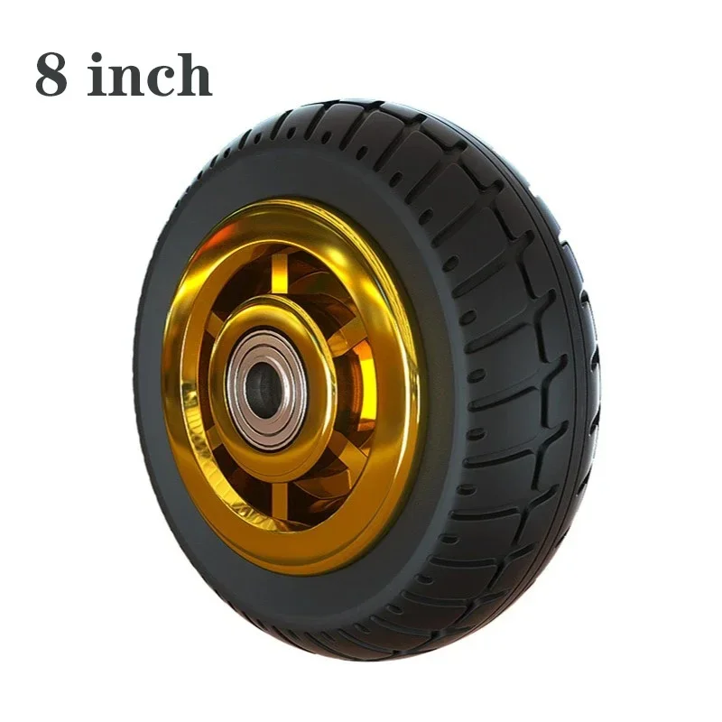1 Pc 8 Inch Rubber Medium Caster Gold-Plated /Humvee/ TPR Silent Wheel Universal Trolley Industrial Trailer Single