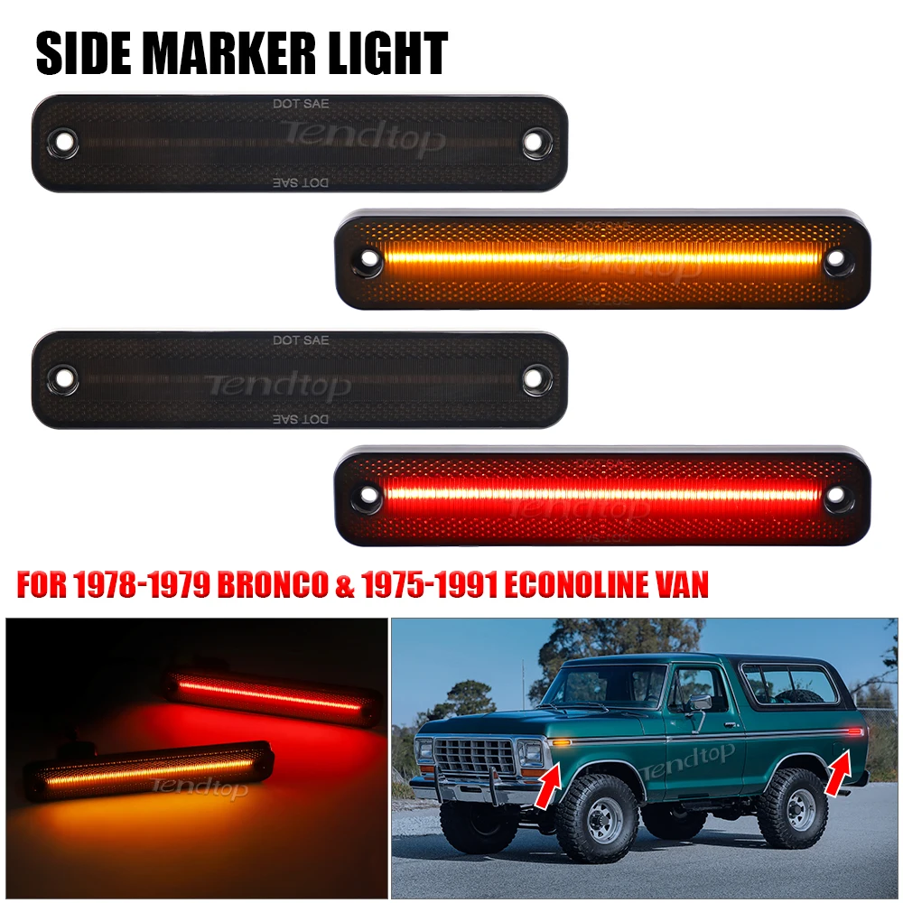 

4PCS Led Indicator Side Marker Turn Signal Light LED Blinker Light Fender For Ford Bronco 1978-1979 Econoline Van 1975-1991