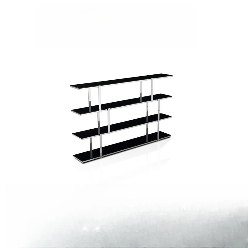 

Simple stainless steel floor-to-ceiling display rack Glass clothing store shelf Light luxury wine cabinet Transparent display ca