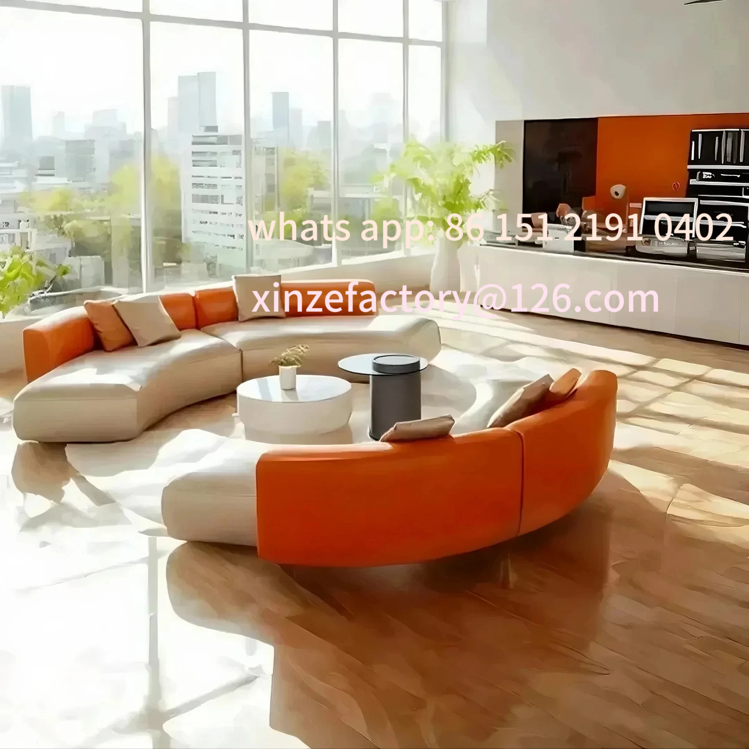 منطقة صالة مكتبية قابلة للتخصيص أريكة منحنية