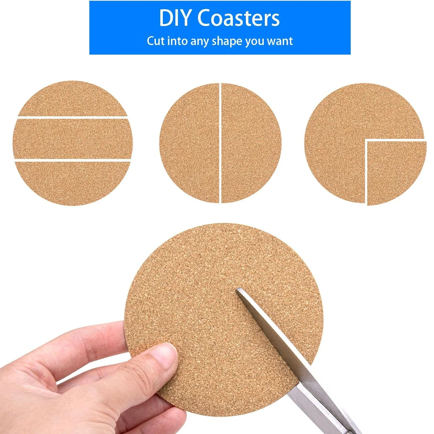 Self-Adhesive Cork Round Coaster Pads for DIY Projects Heat Resistant Insulation Mats for Cups Mugs Glasses Ideal Table Decor