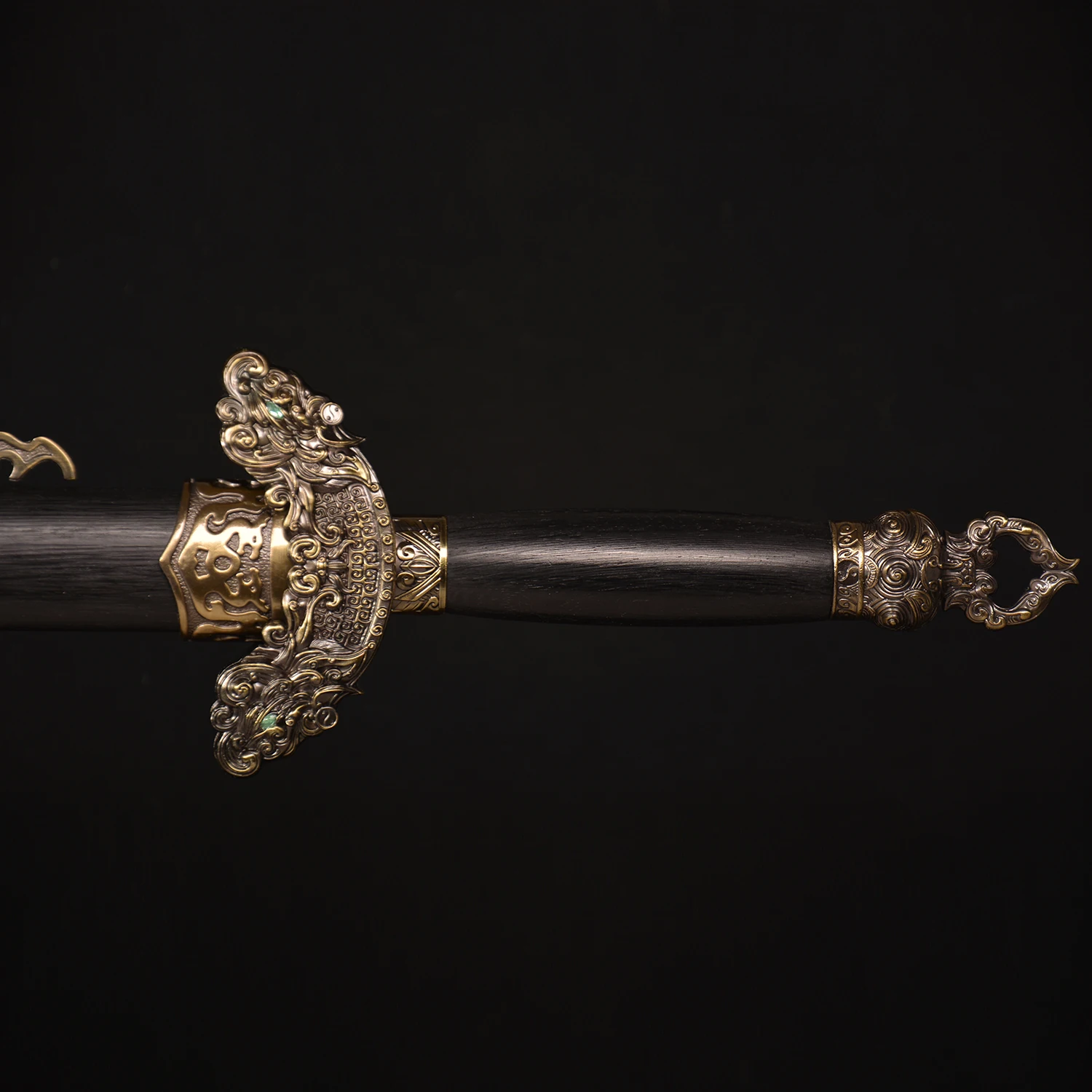 Espada Qingming de 39,4 pulgadas/espada de artes marciales de acero al carbono/colección/decoración/negro