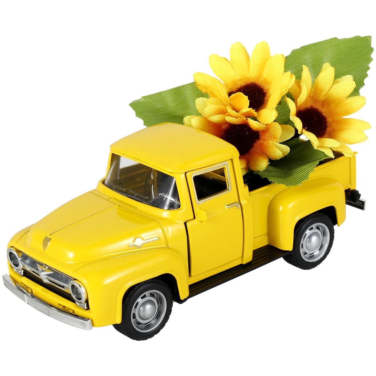 

Sunflower Metal Truck Yellow Mini Metal Truck Décor with Artificial Flower Vintage Farmhouse Table Décor Cute Kitchen Bookshelf