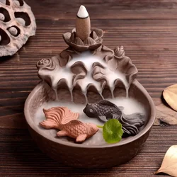 Backflow Incense Burner Lotus Fishpond Home Decorations Incense Stick Holder (Without Incense)
