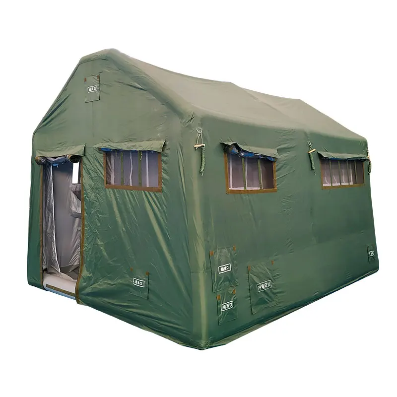 Large portable disaster relief outdoor tent China factory Oxford cloth double layer waterproof inflatable camping equipment tent