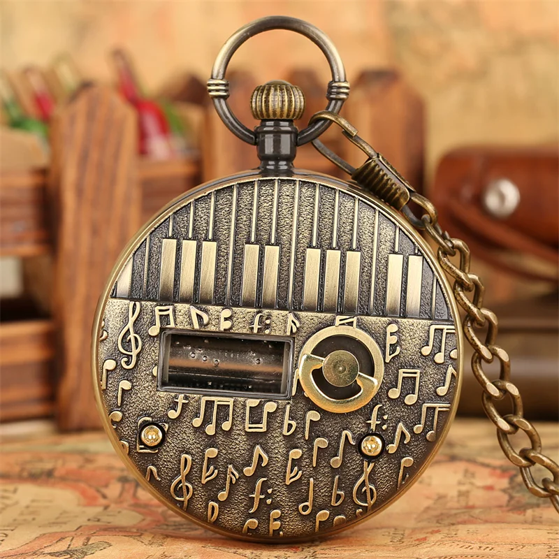 Antike Bronze-Taschenuhr mit Oktopus-Prägung und Quarzwerk, die das Lied „Castle in the Sky“ spielt – Detail 3