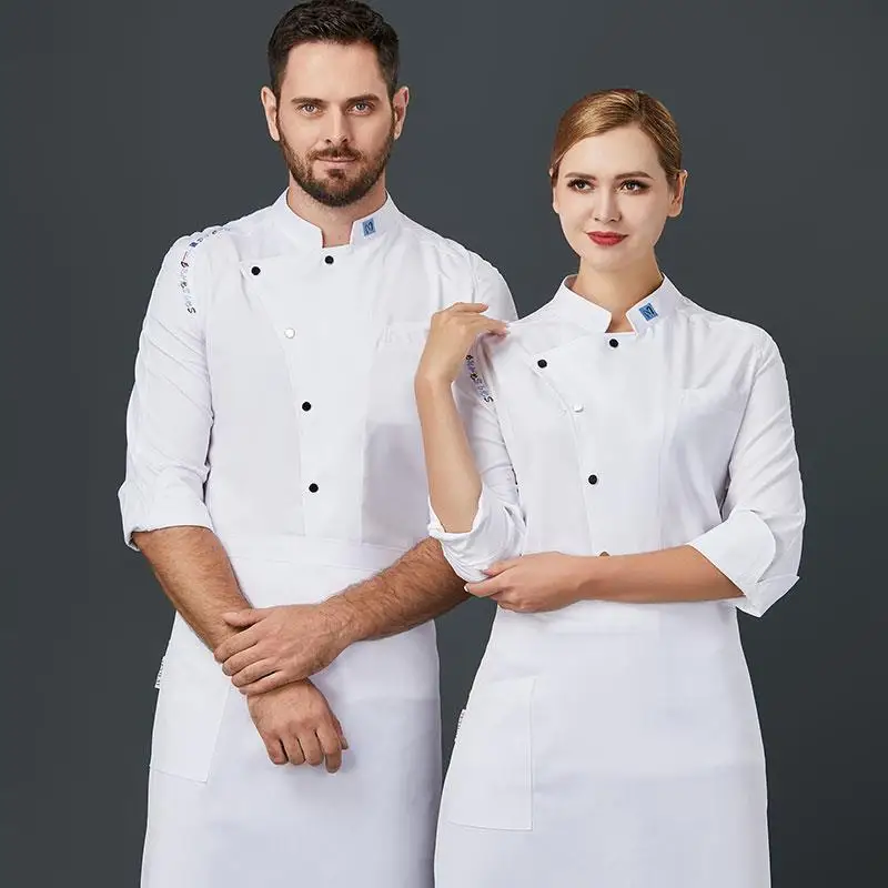 Chef Overalls Men's and Women's Long Sleeves Autumn Star Hotel Restaurant Baking Cake Shop Chef Chef Chef Chef Uniform