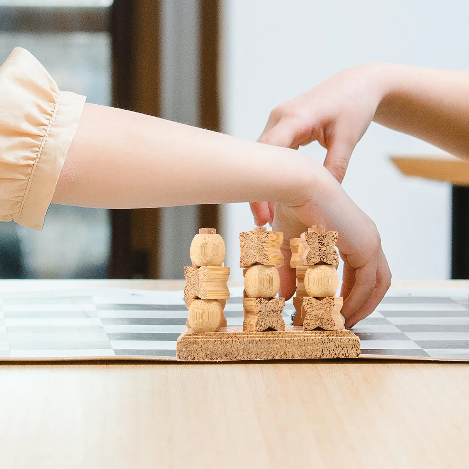 

1Set Four in A Row Wooden Board Game Family Game Intellectual Development Logical Thinking Challenge Board Games