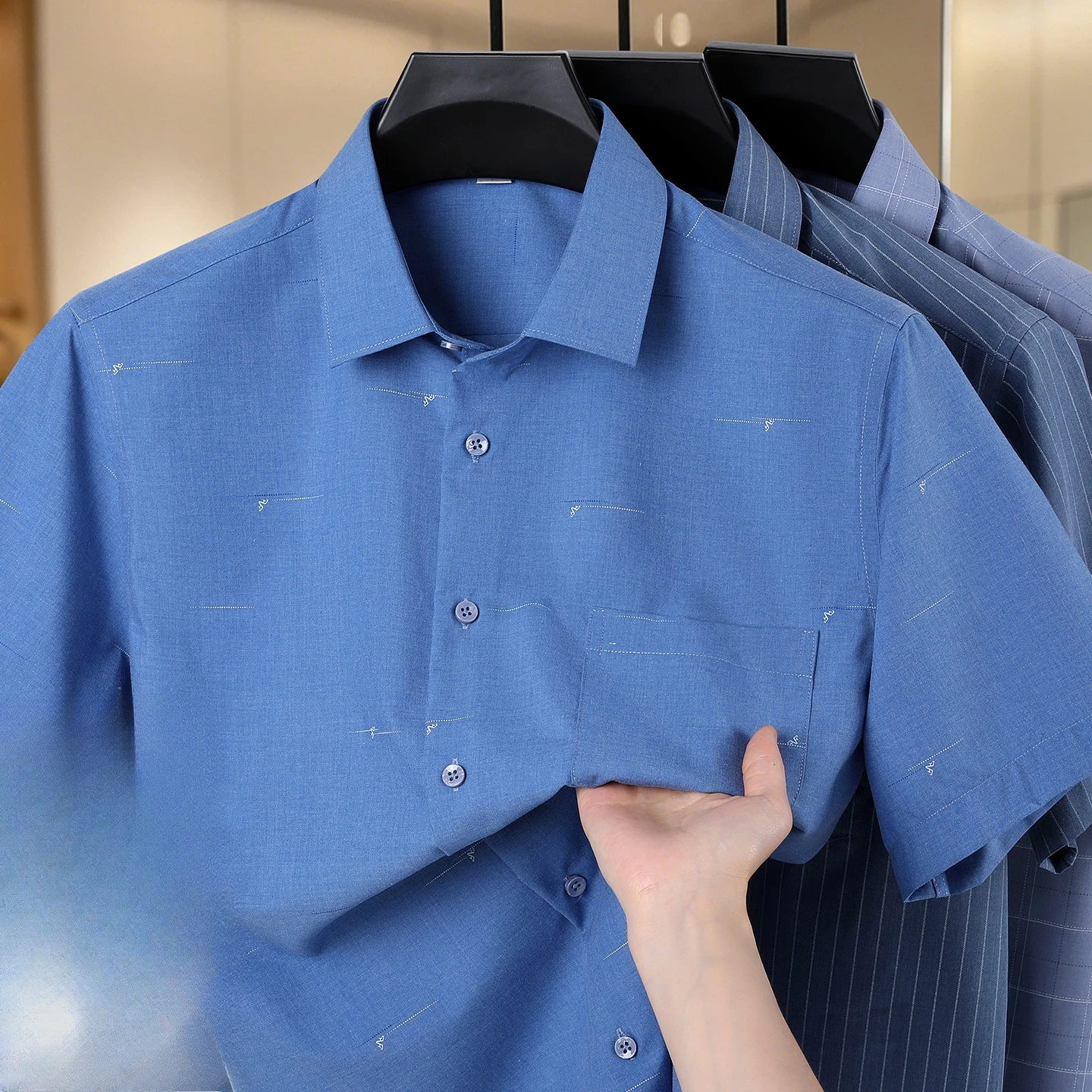 Plus size 8xl cotton summer short sleeve shirts for men slim fit casual plain shirt Bamboo fiber Silk elegant office clothes