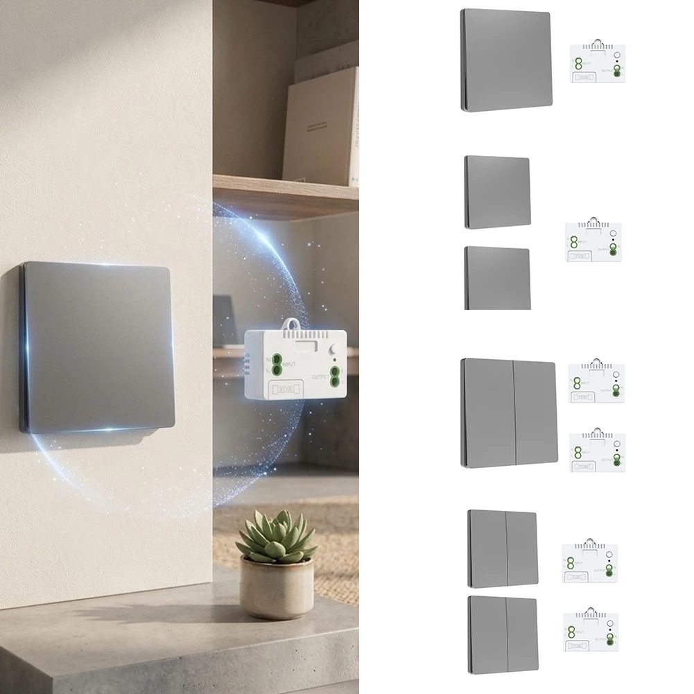 1 Set Self Powered Wireless Switch No Battery Needed Rocker Style For Home Lighting Control System RF 30-50m Range
