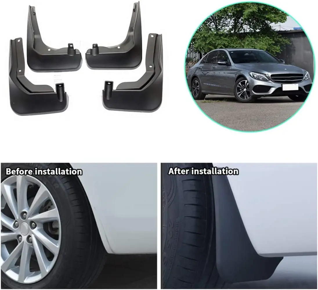 Car Mud Flaps For MERCEDES BENZ C-Class Sport 2015 2016 2017 2018 Front Rear Mud Fender Protector Splash Guards Mudguards 4pcs