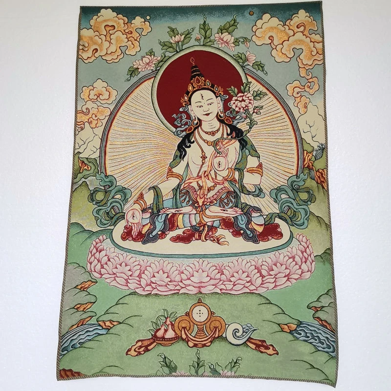 Tangka, Tibetan Buddha, white Tara, home decoration, auspicious