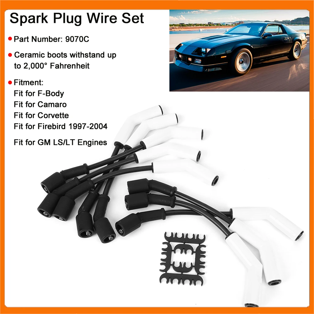 

9070C Spark Plug Cable Ignition Cable Kit Spark Plug Wire Ceramic Boot Ignition Cable Replacement 9070C Fit for LS/LT Engines