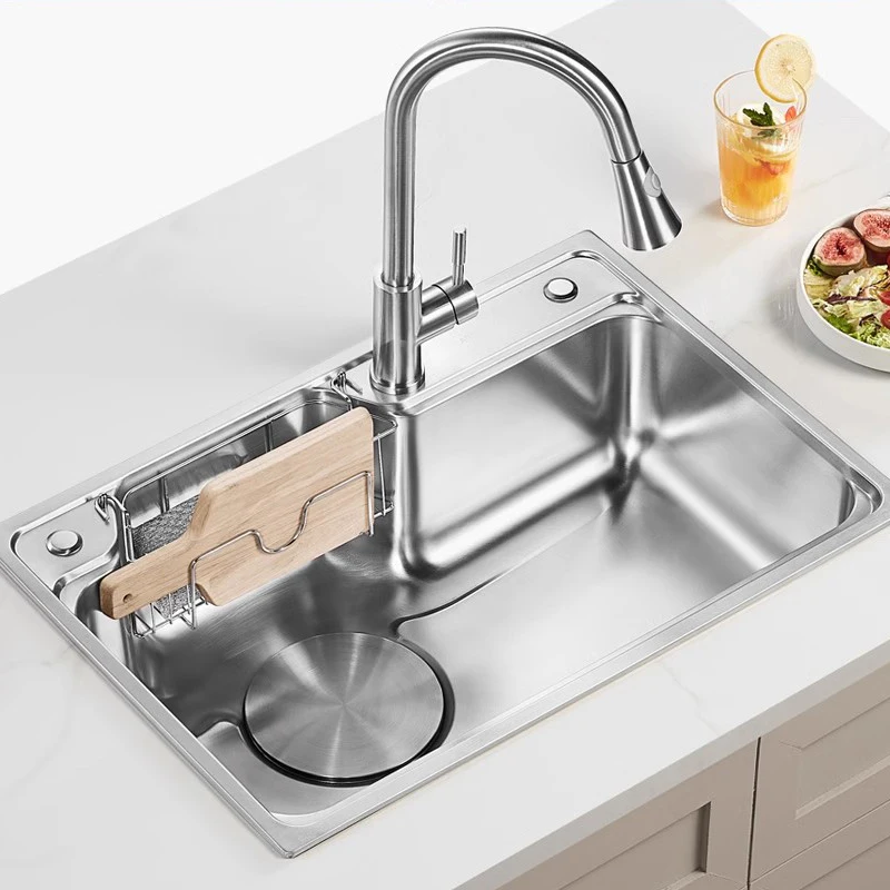 Waterfall Large Thickened Nano 304 Stainless Steel Kitchen Sink Wash Basin and Pull-Out Faucet Kitchen Sink Set