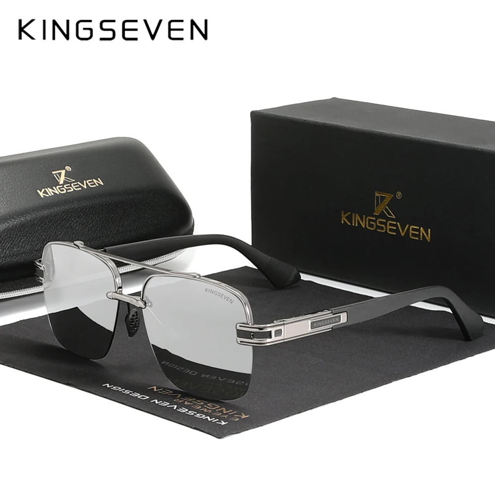 KINGSEVEN 2023 New Design Sunglasses For Men Polarized Gradient Sun glasses Women Men Semi-Rimless Square Retro Eyewear Okulary