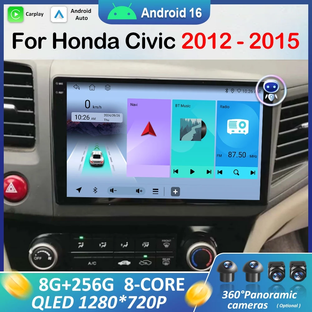 

Интеллектуальная система Android 16 для Honda Civic 2012-2015: беспроводной CarPlay, автомобильное радио, видеоплеер, GPS-навигация, 4G головное устройство