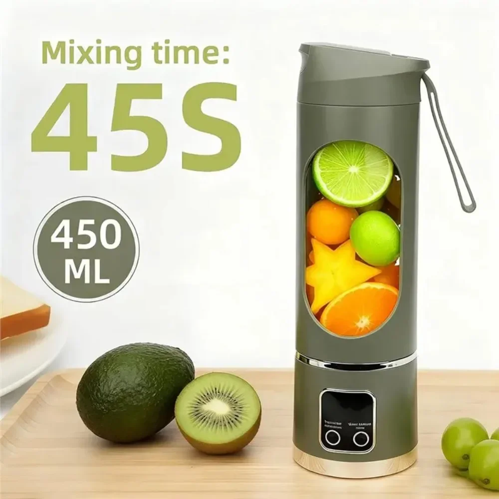 

3-Speed Mini Cordless Mixer Cup, 12 Blades 450ml Capacity Dual Battery Design for Fruit Juicing Shakes