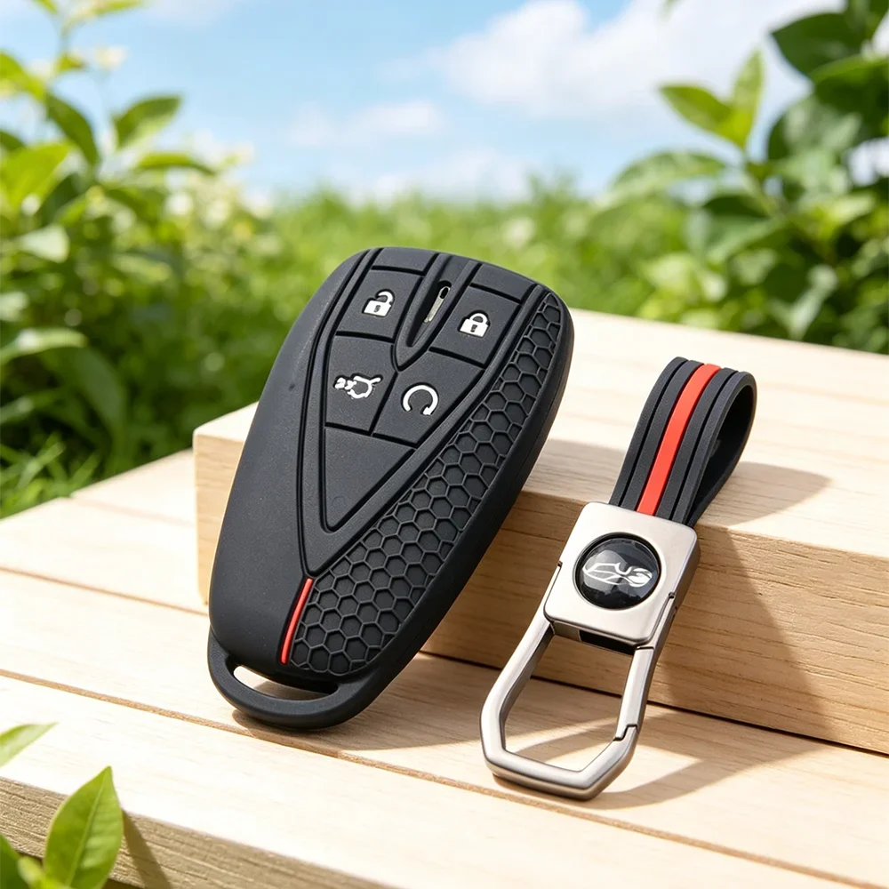 Smart Remote Key Shell With Keychain Honeycomb Silicone For Changan UNI‑T UNI‑K CS35 CS55 CS75 Plus UNI‑V Oshan Z6 X5 X7 Plus