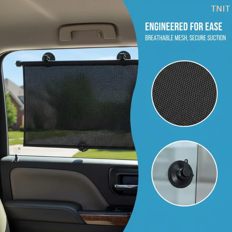 Einziehbarer Auto-Seitenfenster-Sonnenschutz UV-blockierender Rollvorhang aus Netz-PVC Sonnenschutzabdeckung Sommer Auto-Reisezubehör