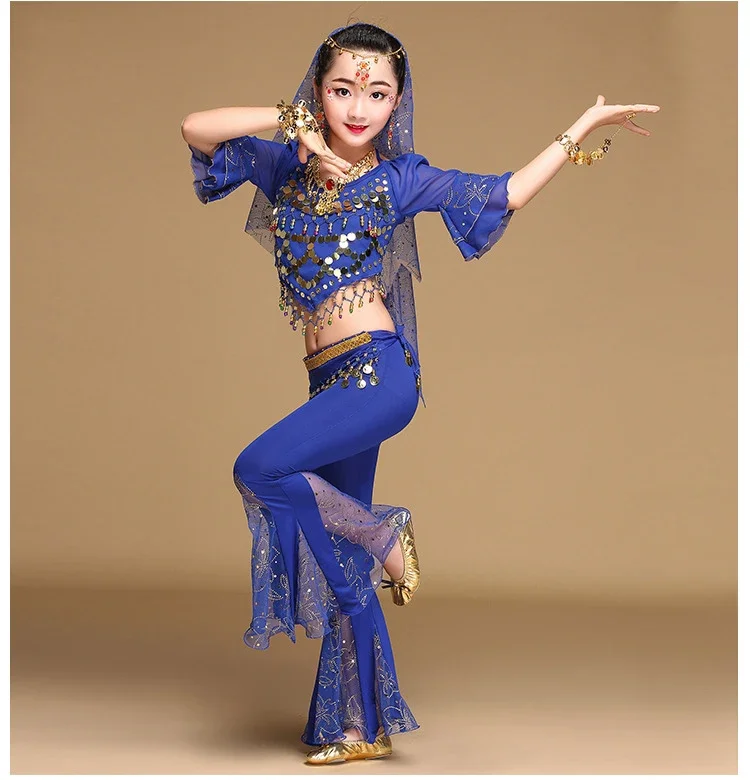 Suit Children Performance Girls Oriental Indian Dancing Clothes The New Fashion Garment Sleeve Flareed Trousers In Belly Dance