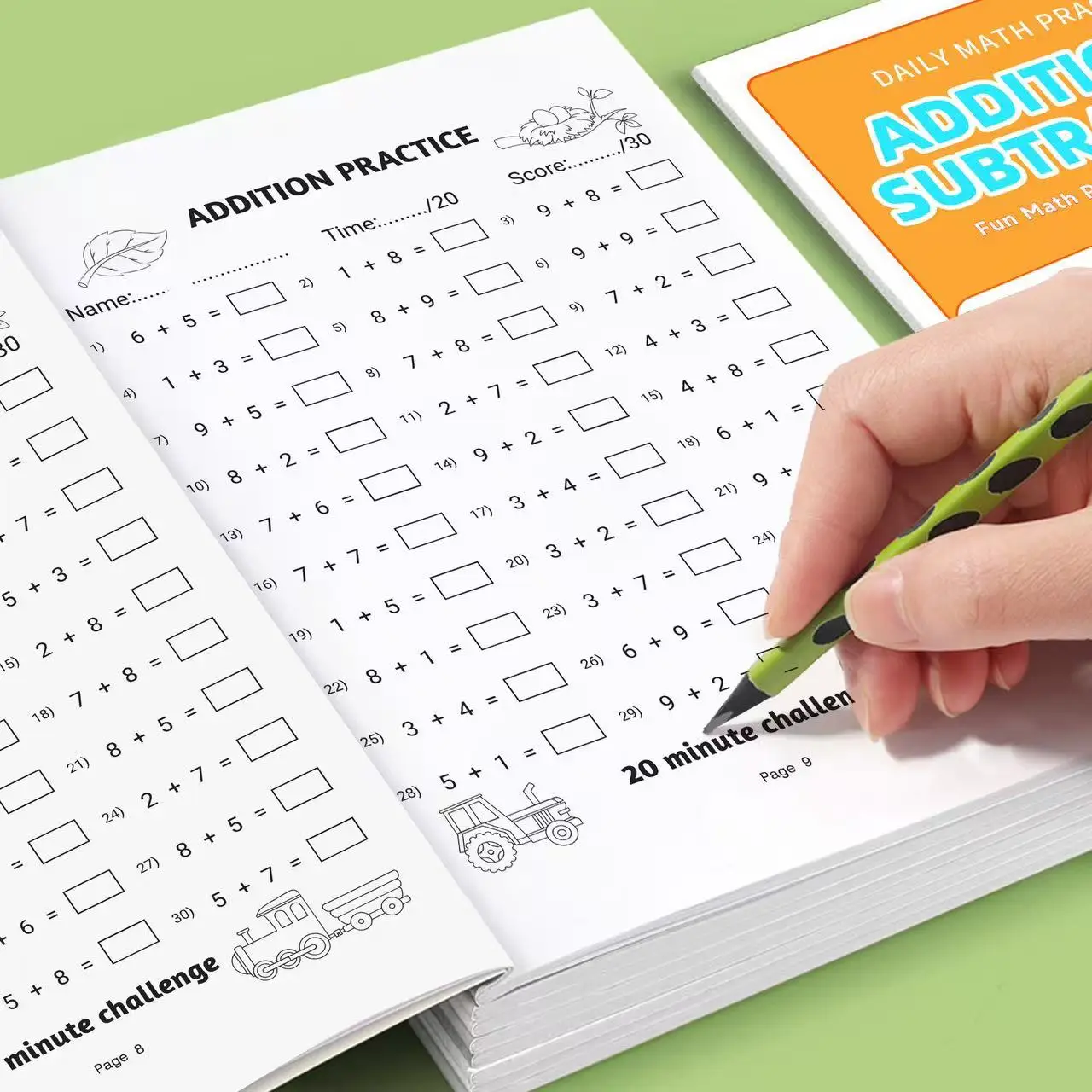 Daily Beginner Addition & Subtraction Math Workbook 64 Pages Basic Arithmetic Practice Book for Kids Preschool Homeschool Book