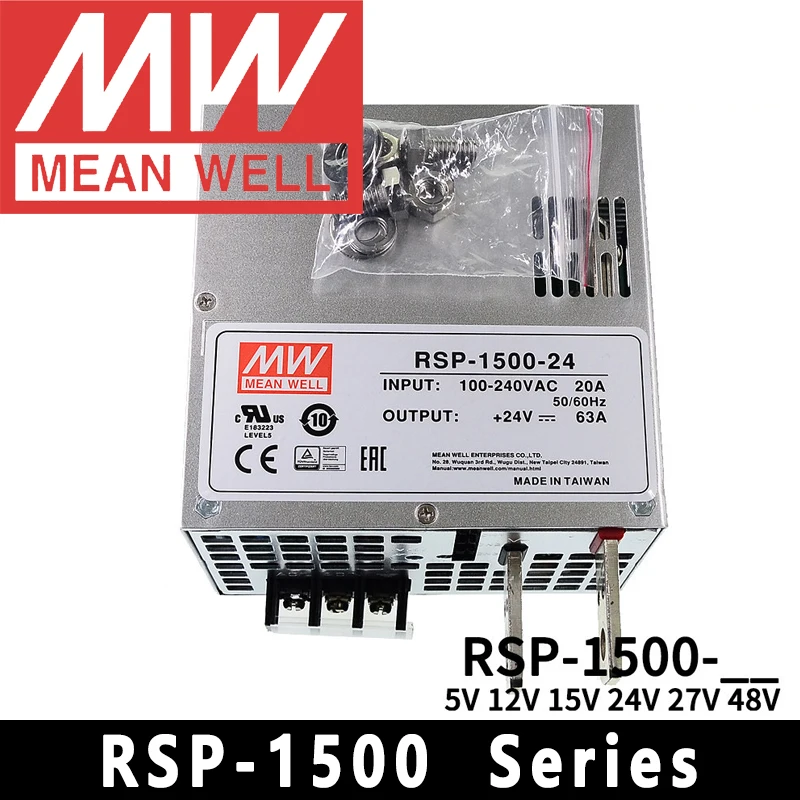 Mean Well RSP-1500-5/12/15/24/27/48 meanwell 1.5KW AC/DC Single Output with PFC Function Power Supply