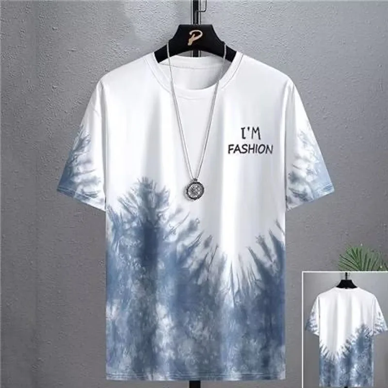 Thin Style Breathable Short Sleeved T-shirt Men Summer 2024 New Ice Sensation Slim Casual Tie Dye Comfortable All-match T-shirt