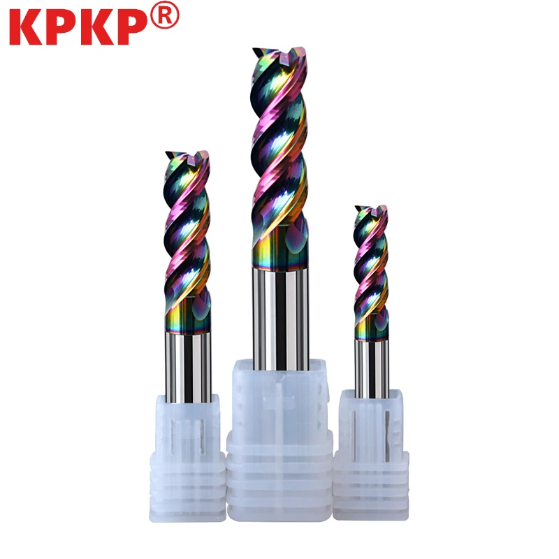 HRC55 colorful aluminum tungsten steel flat cutter carbide lengthening milling cutter CNC special for aluminum milling cutter