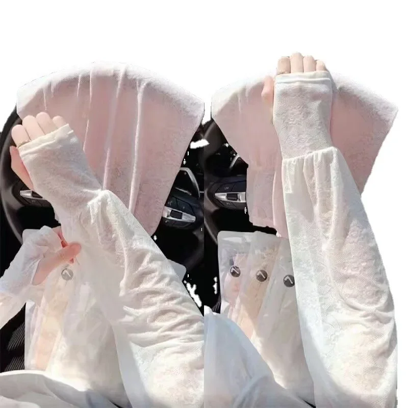 Women UV Protection Arm Sleeves Gradient Butterfly Ice Silk Sunscreen Sleeve Outdoor Riding Driving Sun Protection Arm Sleeves