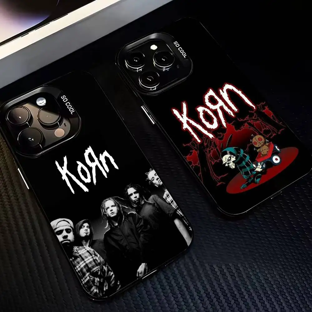 

Band K-Korn Phone Case For iPhone17 16 15 14 13 12 Pro Max Grey Black Matte Laser Metallic Aurora Funda