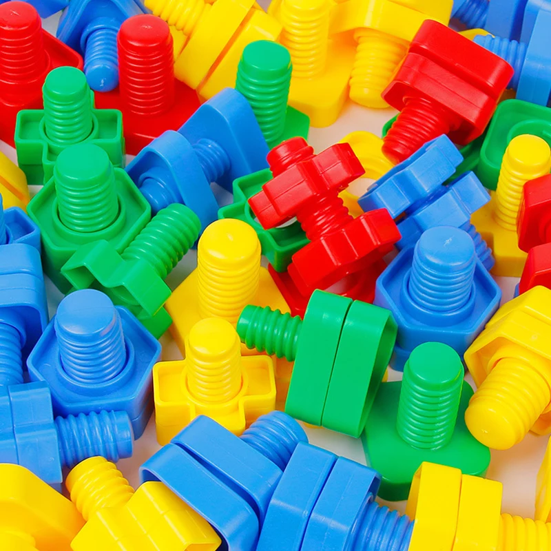 4 pièces vis assorties de couleurs mélangées aléatoires écrous boulons Puzzle couleur forme Cognition bricolage accessoires d'éducation précoce 4 formes disponibles ZYF