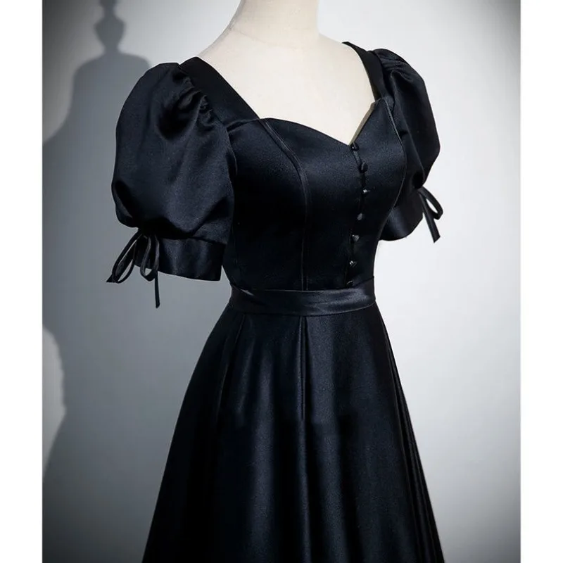 تخصيص الأسود ألف خط كوريا حزب اللباس الزفاف التقطت الصور الحبيب طوق ثنيات الطابق طول ثوب مسائي اللباس حفلة موسيقية اللباس