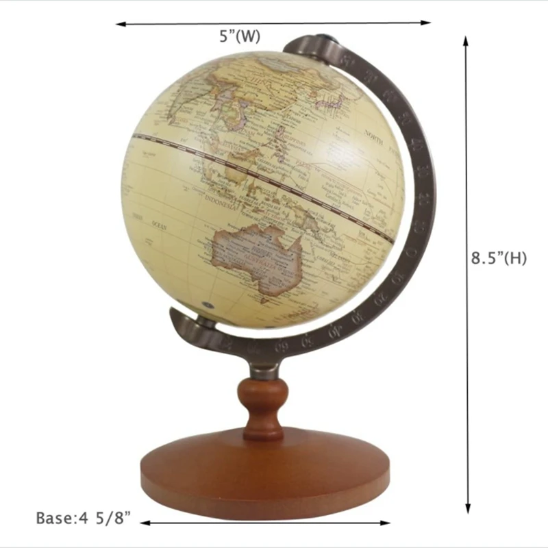 Vintage 5 Inch Diameter Brown World Globe Antique Decorative Desktop Rotating Earth Geography Globe Children Gift