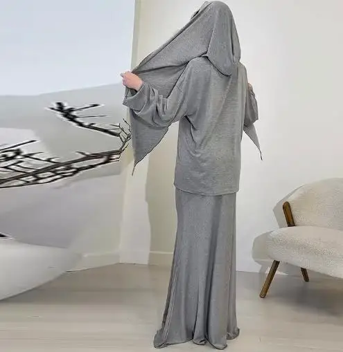 Women's Skirts Outfits Casual Loose Headscarf Long Sleeve Top & Skirt Sets Autumn New 2025 Woman Fashion Two-Piece Set