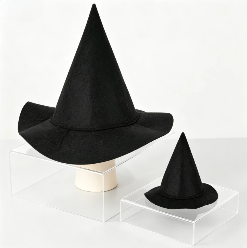Halloween Felt Witch Cone Hat Blank Solid Color For Kids Diy Decoration Handmade Carnival Masquerade Party Role Play Accessory