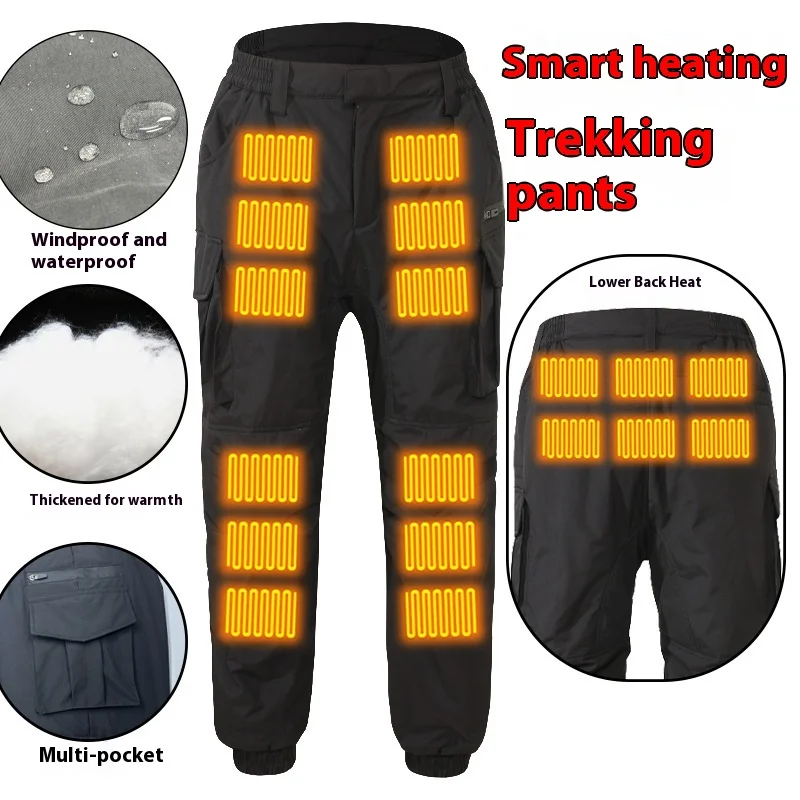 

Winter Thickened Heating Pants Unisex Casual Electric Heated Long Trousers Multiple Pockets Warm Knee Area Motorcycle Gear