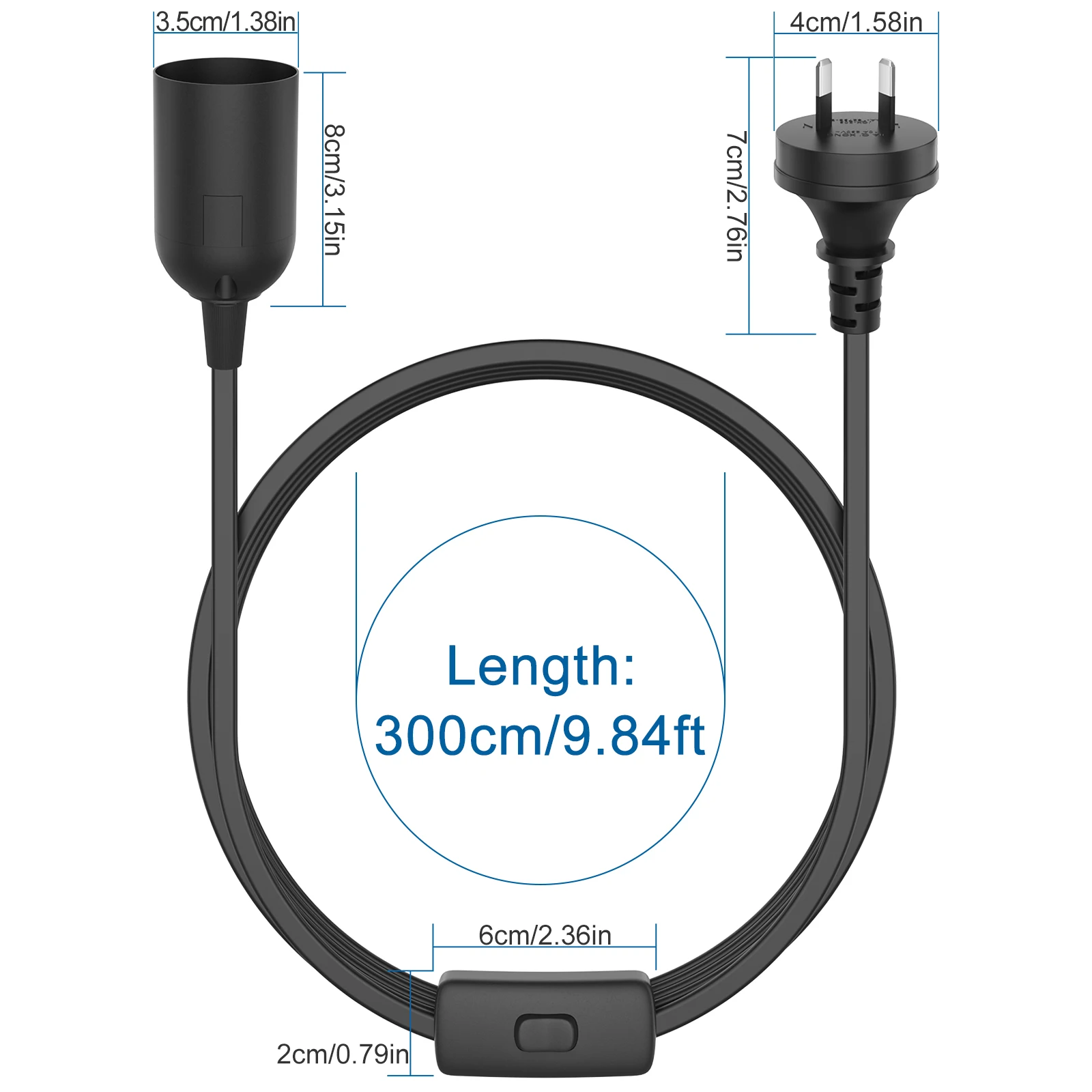 1.8/3/5 meter E27 lamp socket extension cord one-button switch power cord plug-and-play bulb converter without installation