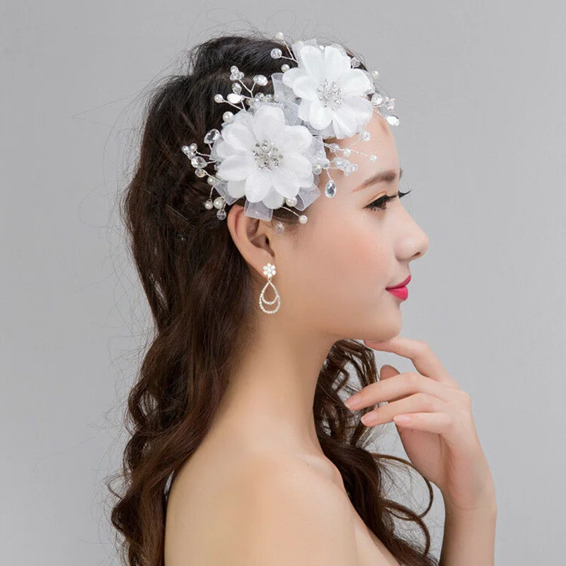 Nuovo copricapo da sposa fatto a mano testa fiore perla ornamenti per capelli in cristallo strass copricapo da sposa abiti da sposa accessori