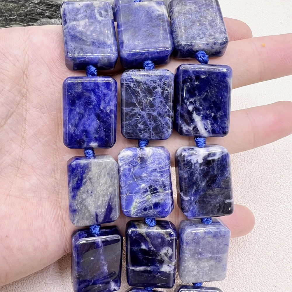 19x30MM Rectangle Shape Natural Blue Sodalite Quartz Slice Pendant Beads MY230741