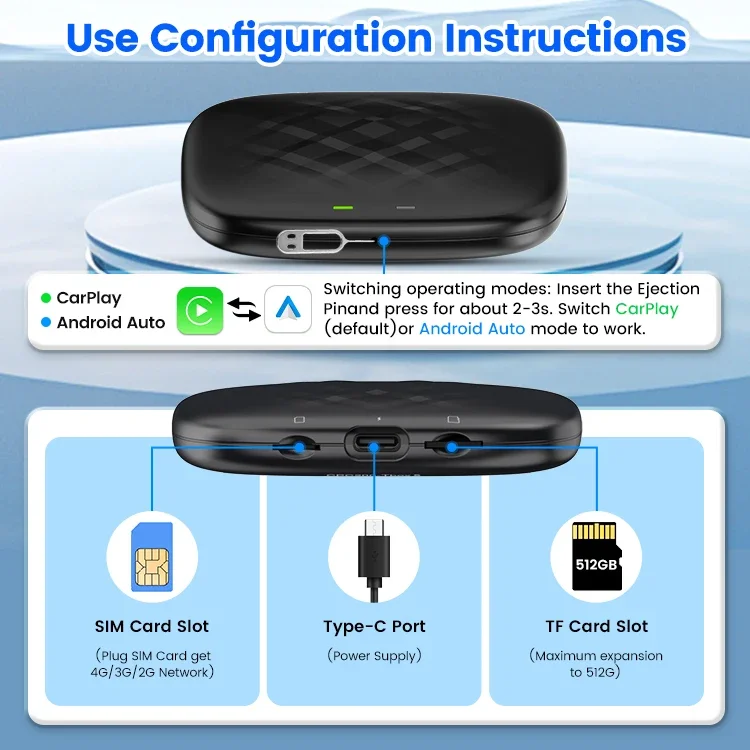 Carlinkit 64Gb SM6115 Tbox Mini S1 Ai Box Wireless Android 13 Auto Dongle Carplay Adattatore Video Car Play