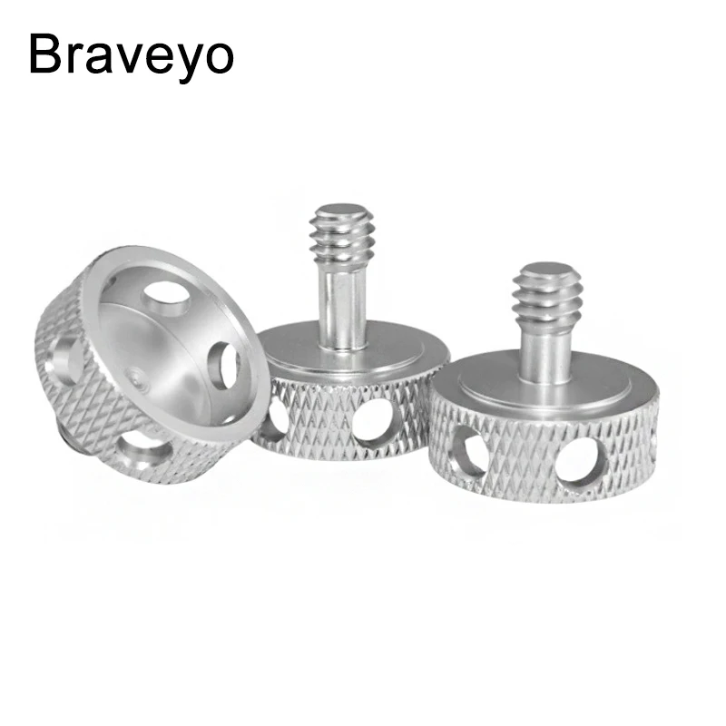 1/4-20 Inch Fixed Screw Aluminum alloy Hand Screw Camera Pan Tilt Adjustment Screw With 6 Holes Silvery