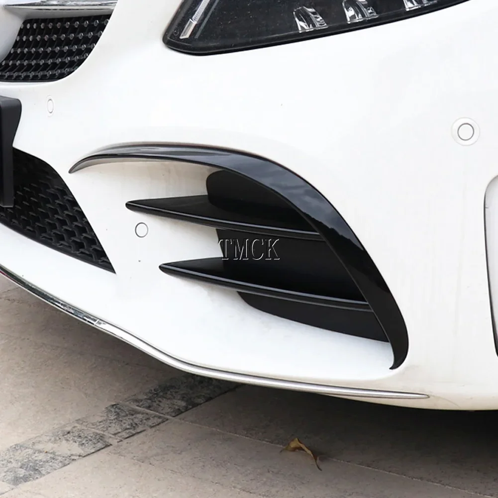 For Mercedes Benz C Class W205 2019-2021 ABS Car Accessories Front Bumper Lip Splitter Spoiler Canard Fog Lamp Cover Trim Strips view 2