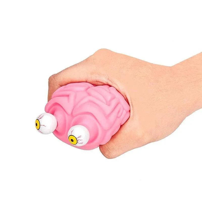 Brain Shape Squeeze Fidget Toy Halloween Party Table Decor Stress Relief Decompression Toy Horror Atmosphere Prop Gift