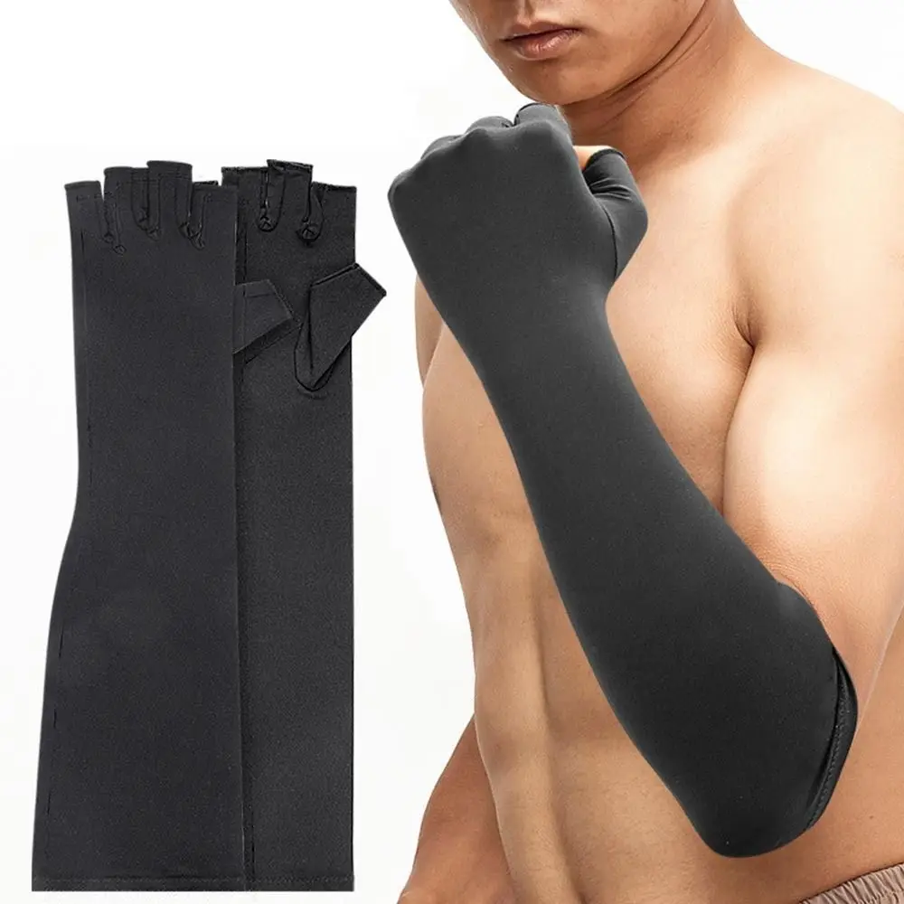 Half Finger Copper Compression Gloves Copper Fiber Anti-slip Hand Compression Gloves Elastic Breathable Hand Support Sleeves