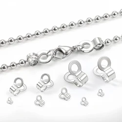 10-100pcs Stainless Steel Double Loops Beads Buckles Clasps Cord End Caps String Foldover Ball Chain Connectors Jewelry Findings