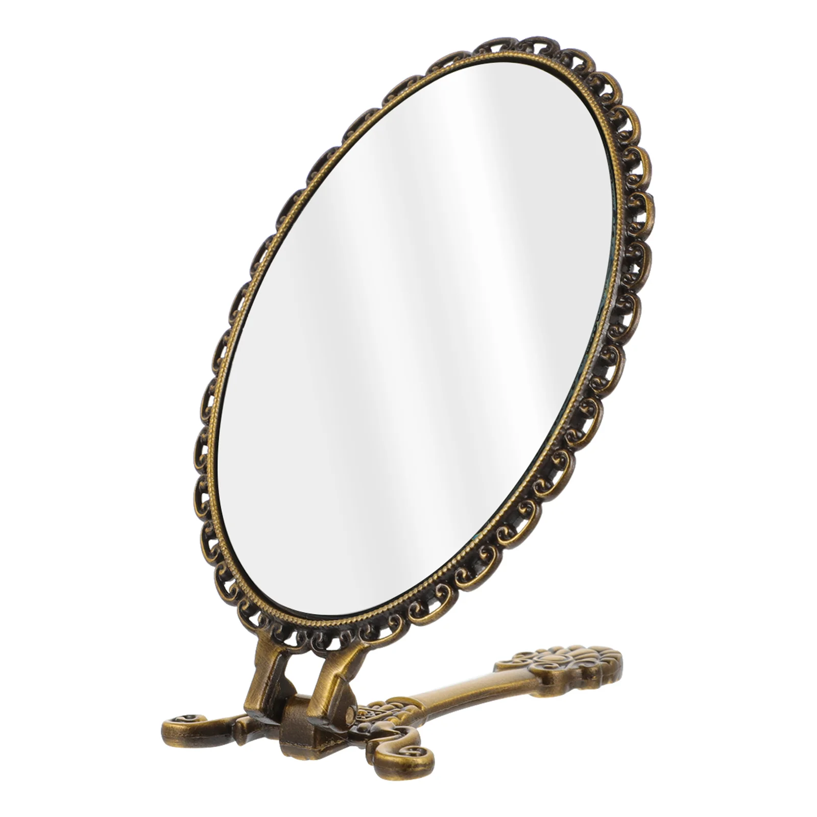 Miroir de mode rétro en alliage de zinc avec poignée, commode mère, maquillage de voyage, métal, déterminer