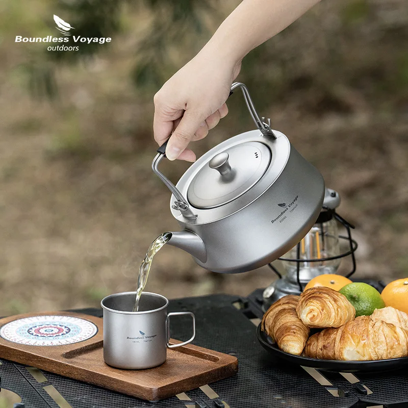Pure Titanium Kettle With Filter Screen 800ml, Heat-Resistant, Portable Healthy, Outdoor Camping, Picnic, Travel Teapot,A1472